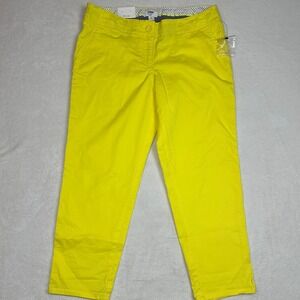 Crown & Ivy Petite Women's Yellow Capri Pants Size 4P Cropped Casual
